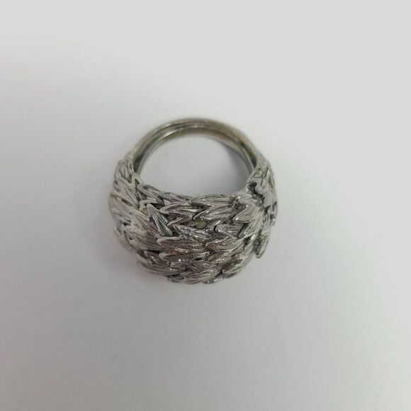 Vintage Textured Dome Ring, Silver Tone, Size 6, Fun Retro Design, Estate - Picture 6 of 6